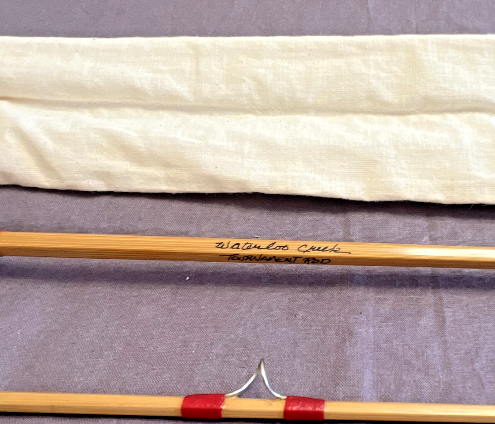 Waterloo Creek Tournament Pro Bamboo 34in Yellow Red Cork Handle Fishing Rod