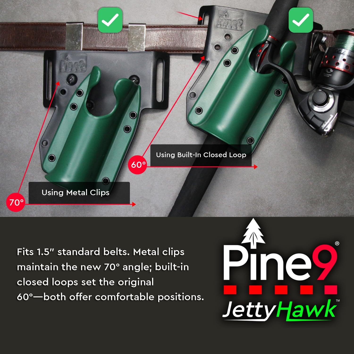 Pine 9 Jettyhawk Fishing Rod Hip Holster Hands-Free Quick-Draw Holder Fits
