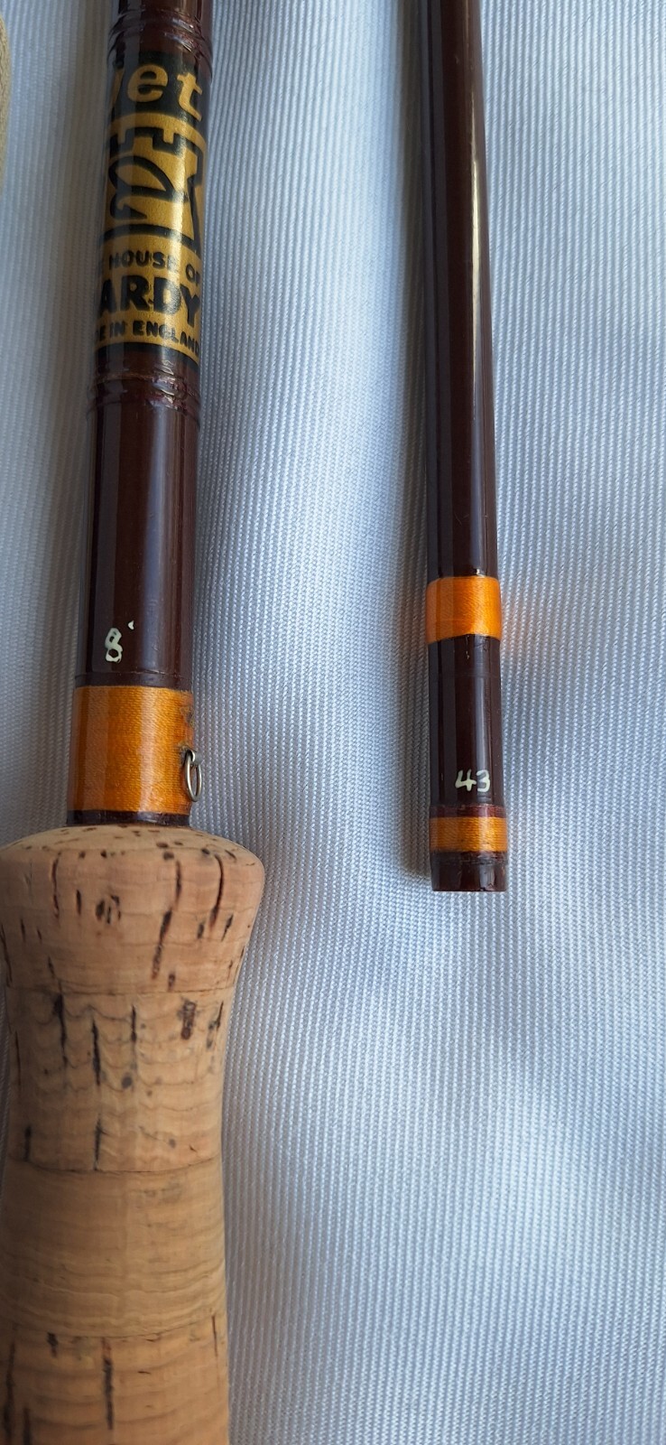 House of Hardy Jet 6wt 8ft. Fiberglass Fly rod with rod tube. Excellent Cond.