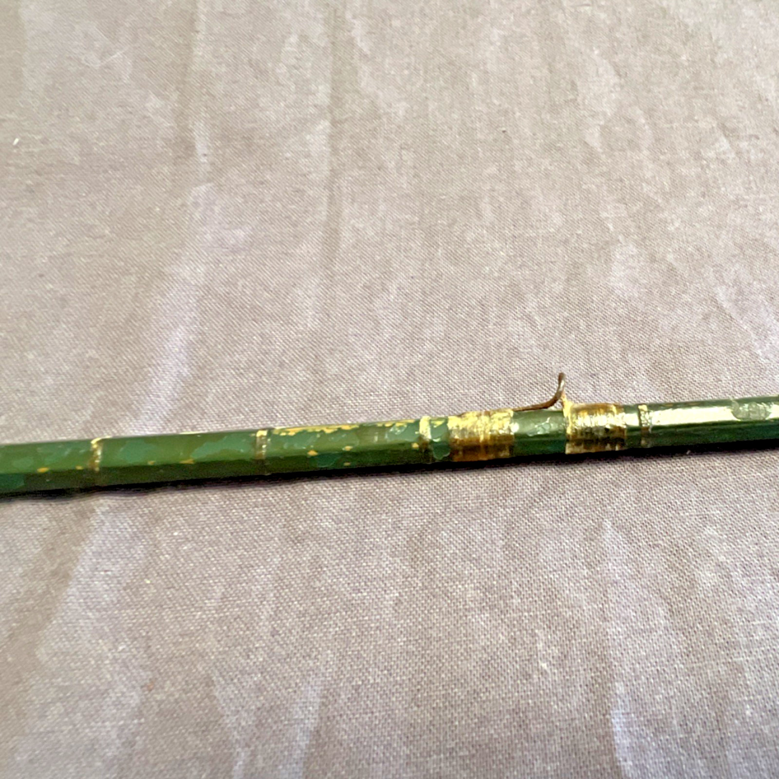 Green Fly Fishing Rod 9.5 ft 3pc Cork Handle Metal Ferrules Vintage
