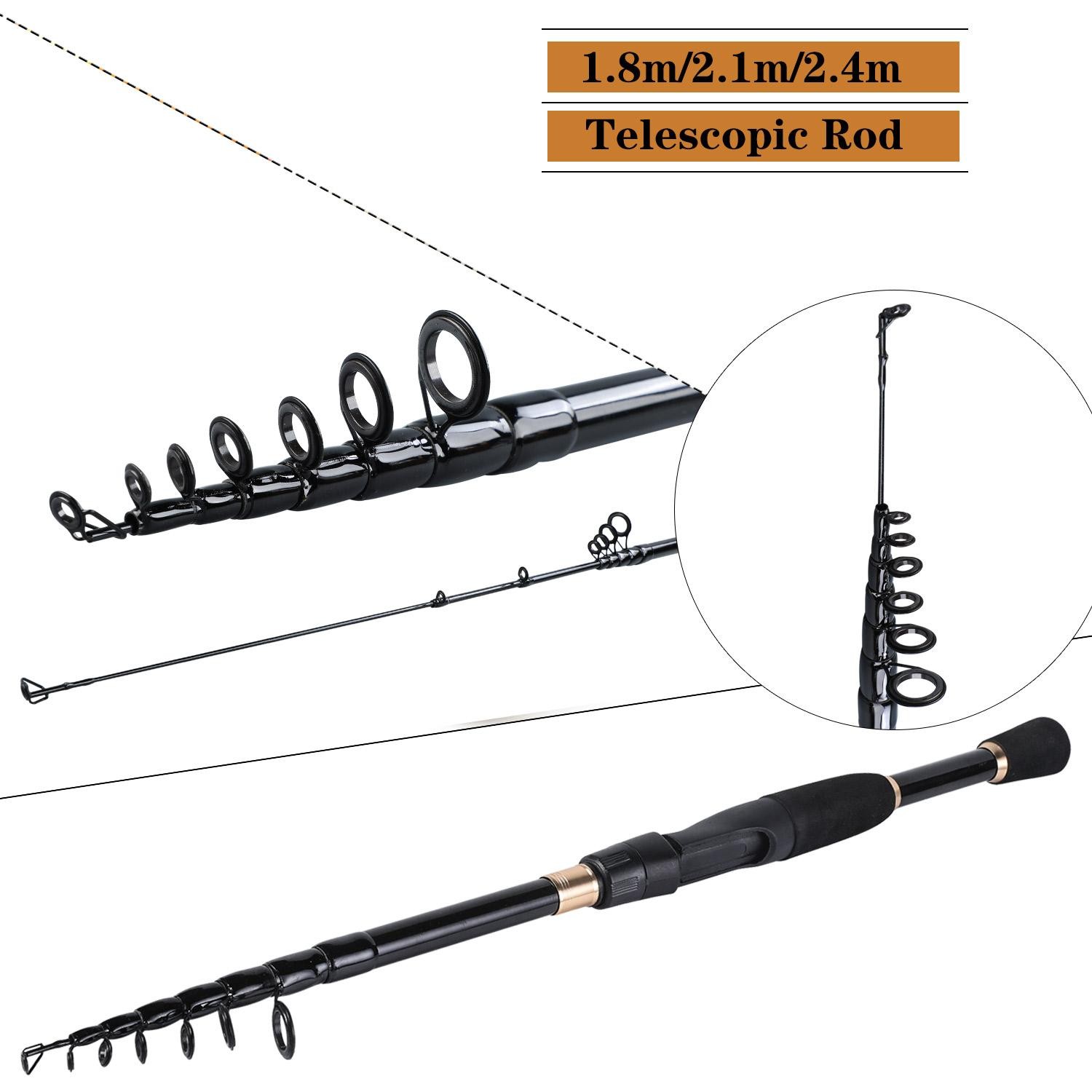Sougayilang Telescopic Fishing Rod Carbon Fiber Ultralight Spinning Pole 1.8-2.4