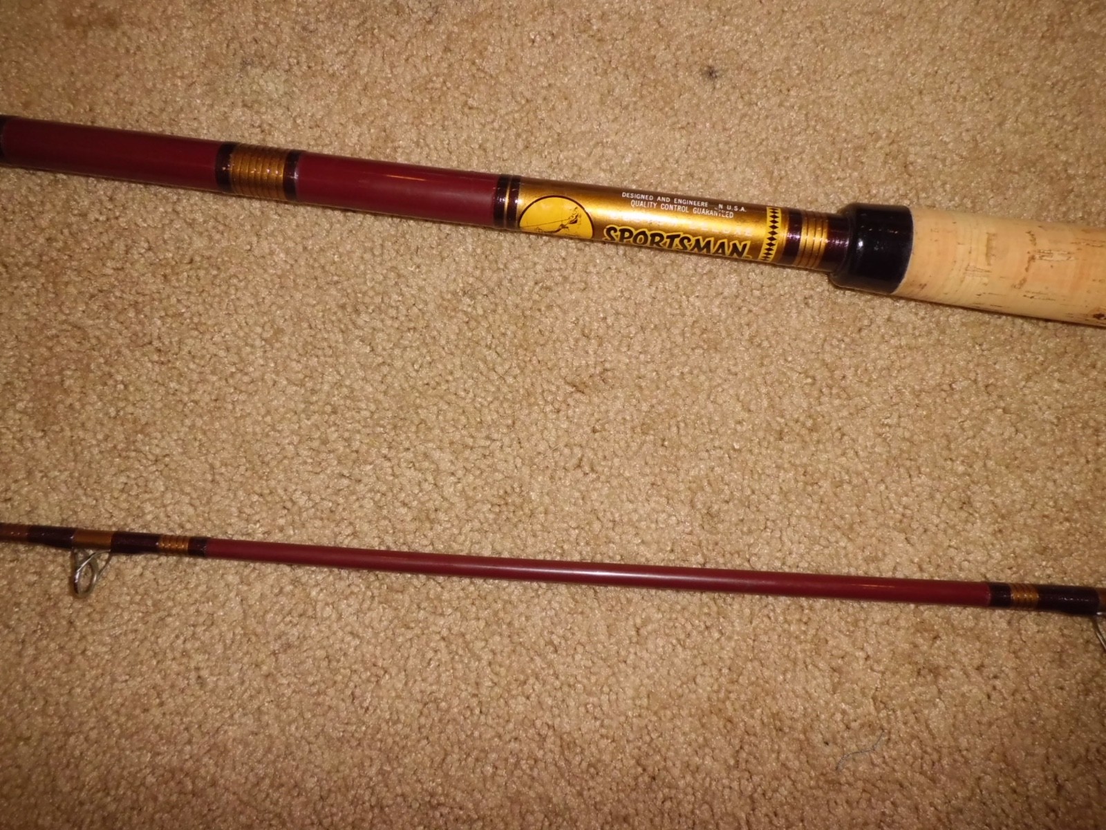 Vintage SPORTSMAN “Custom Deluxe” 106 Medium Action Spinning 9′ Rod- USA- MINT
