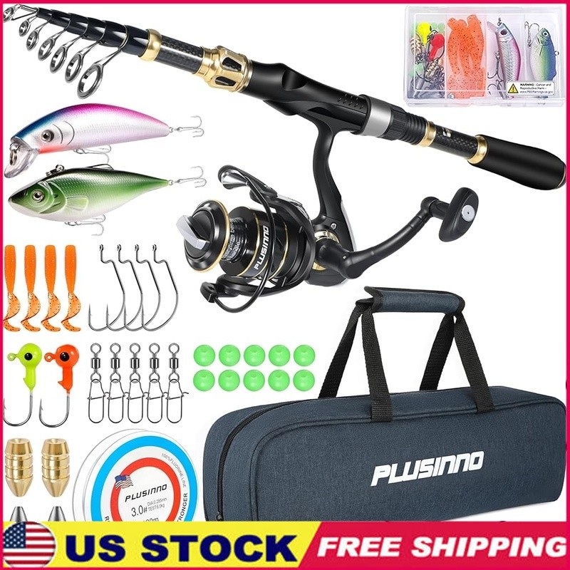 Telescopic Fishing Rod Carbon Fiber Sensitive Durable Guides Portable Carry Bag