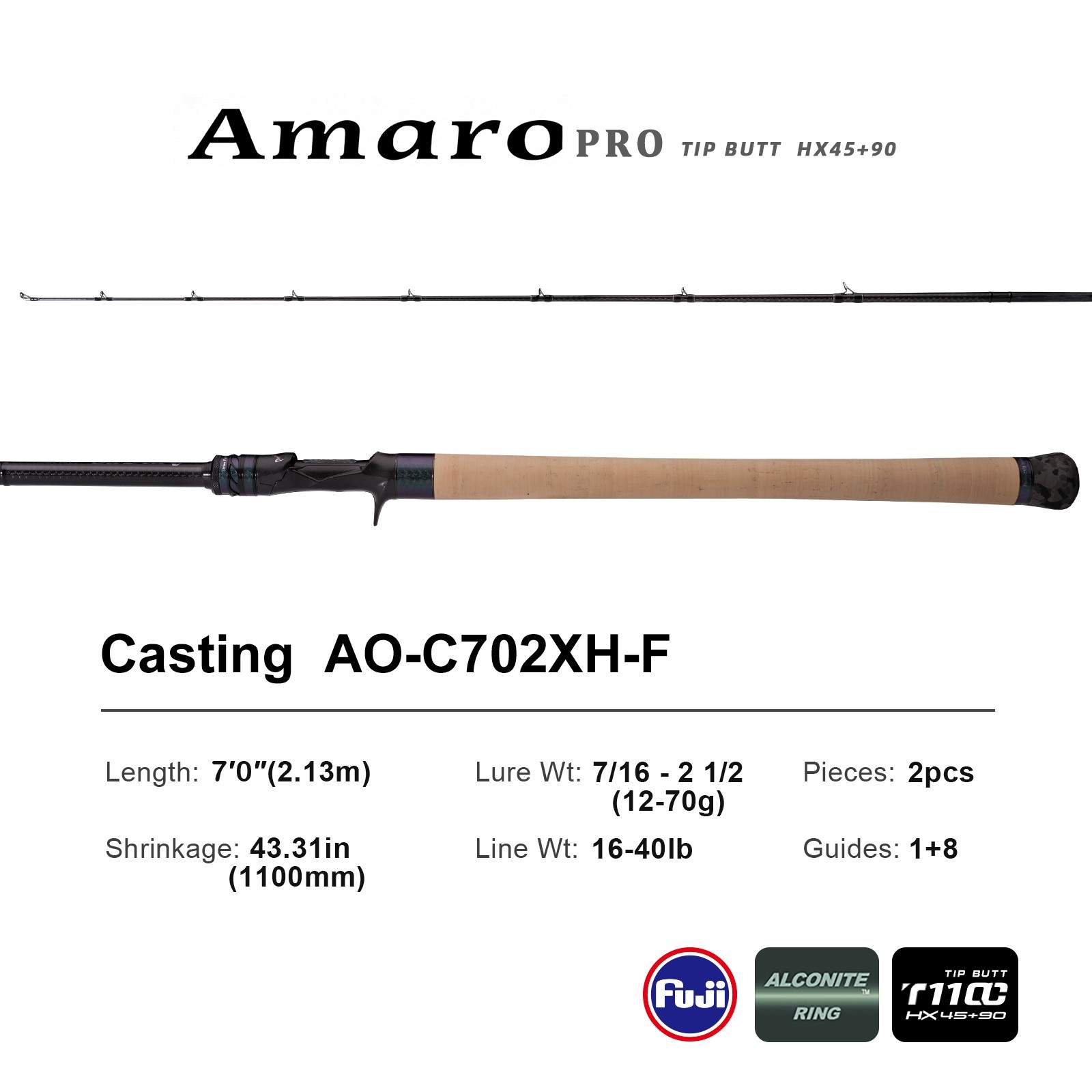 PURELURE Amaro PRO Big Game Fishing Rod Cast/Spin 2-Piece 7’0″-8’3″