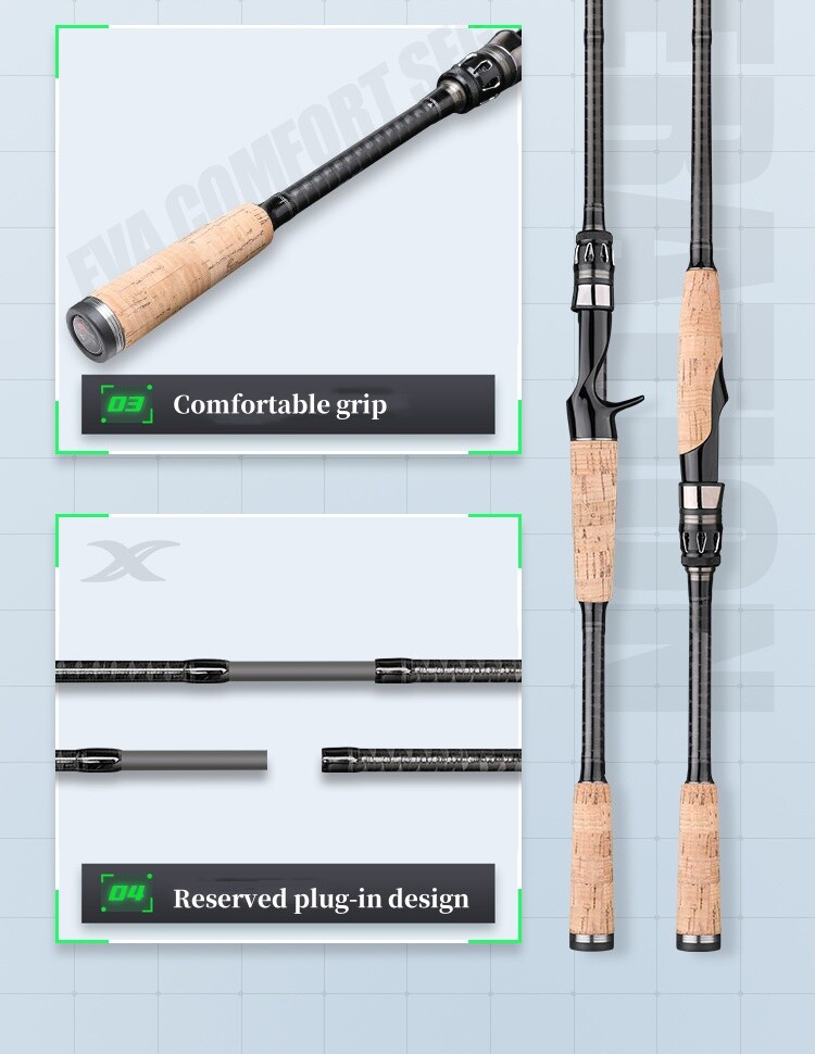 Fishing Rod 1.8M Spinning Casting Carbon Fiber Pole Lure Fishing Rod 2 sections
