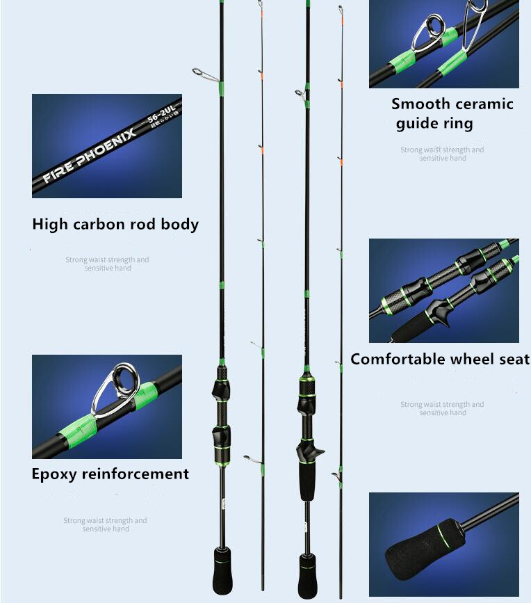 Casting Spinning Fishing Rod Ultralight Carbon Fiber 1.5m/1.68m/1.8m Carp Poles