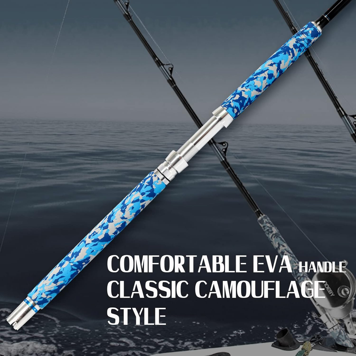 Fishing Trolling Rod 1 Piece Saltwater Offshore Heavy Roller Rod Big Game Conven
