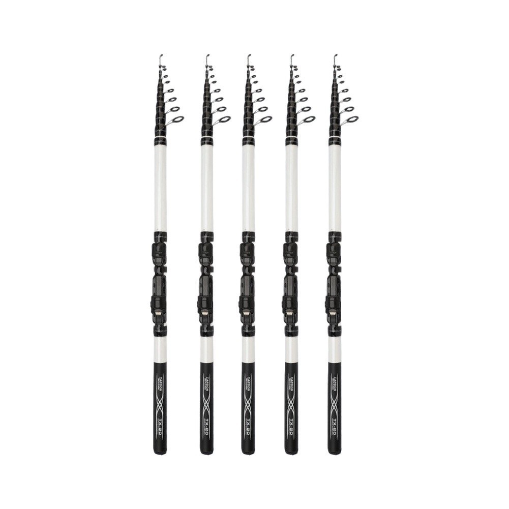 Telescopic Fishing Rod 1.8m to 3.0m Carbon Black White Color for Sea Use