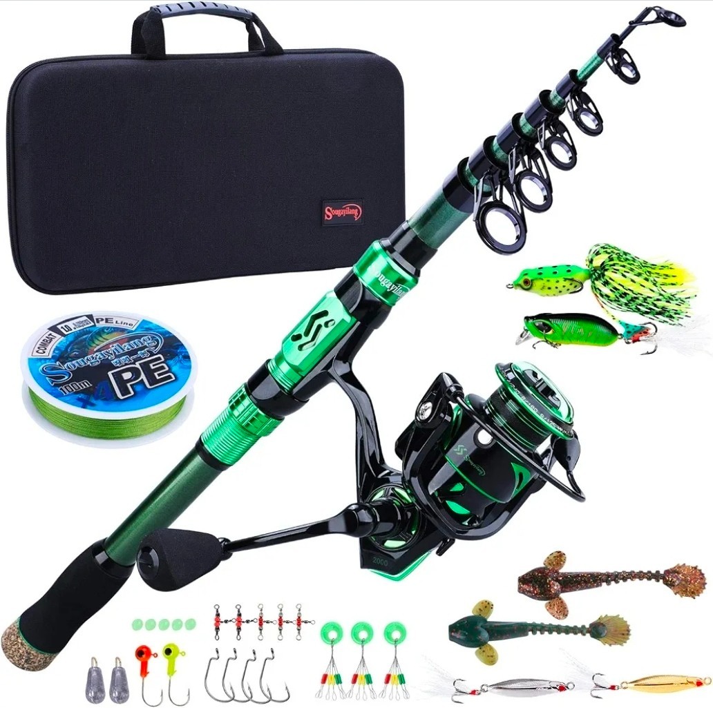 Sougayilang Fishing Rod and Reel Set Carbon Fiber Telescopic Rod 12+1BB 7.87ft