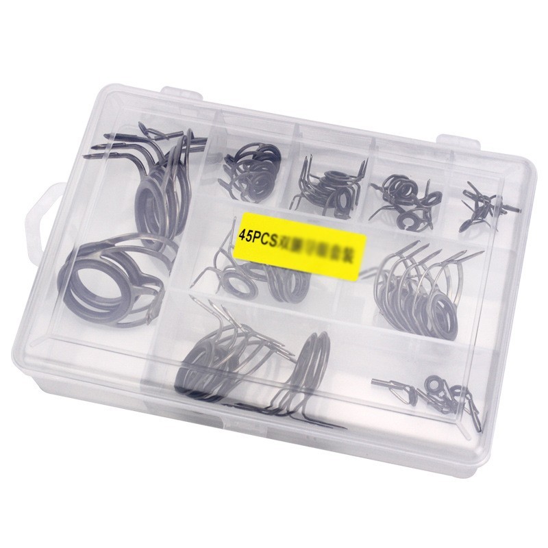 Complete Repair Kit of Fishing Rod Guide Rings 40/45Pcs Set with Fish Box
