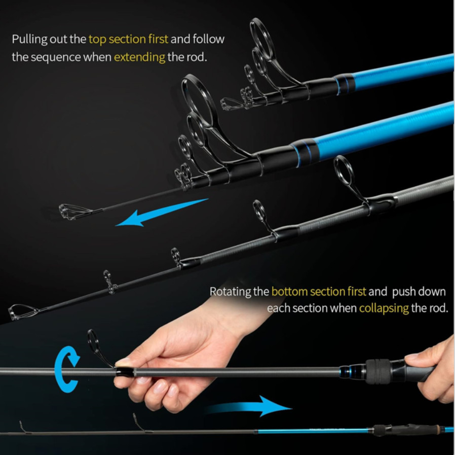 Telescopic Travel Fishing Rod Carbon Fiber Blank Mini Takle Box Lures Carry Case
