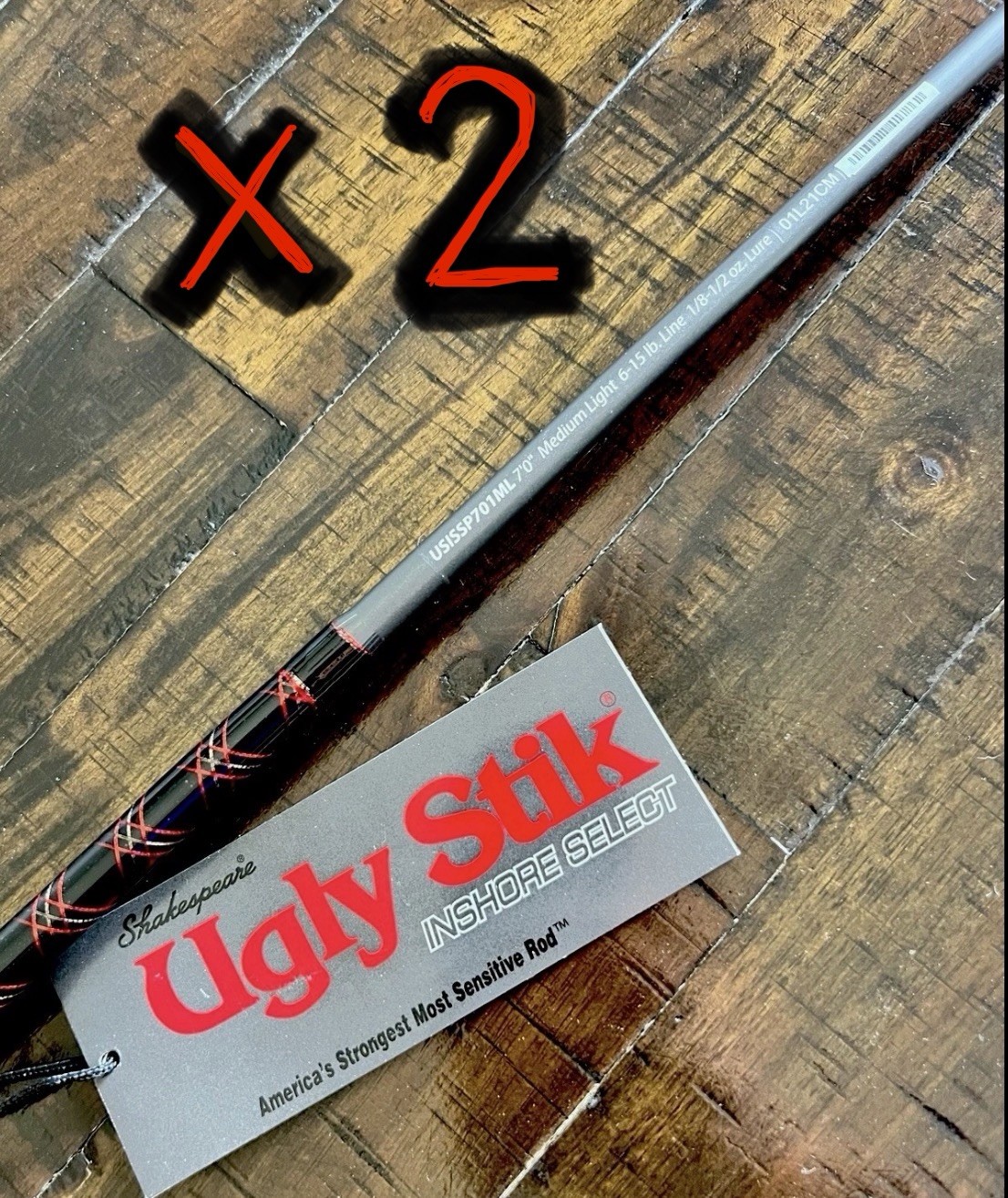 – LOT OF 2 Rods -UGLY STIK Inshore Select Spinning Fishing Poles 7 Ft ML