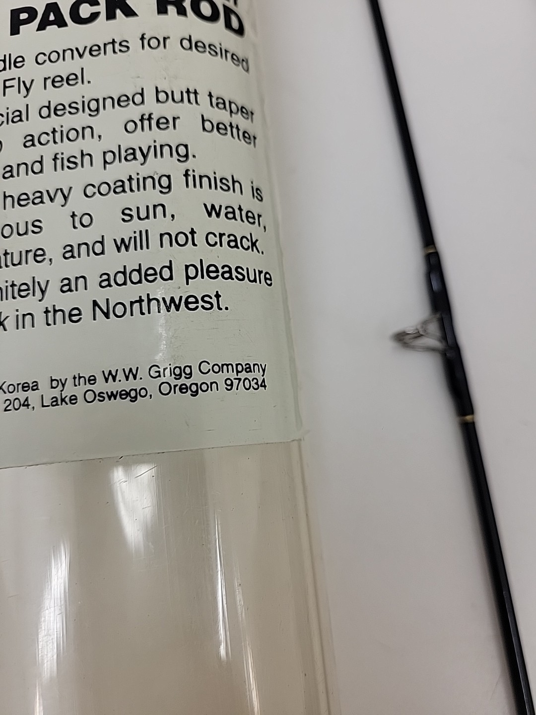 W.W. GRIGG CO Custom Made 6’6″ Graphite #PK-652T Med Fishing Rod 5 Pc Backpack