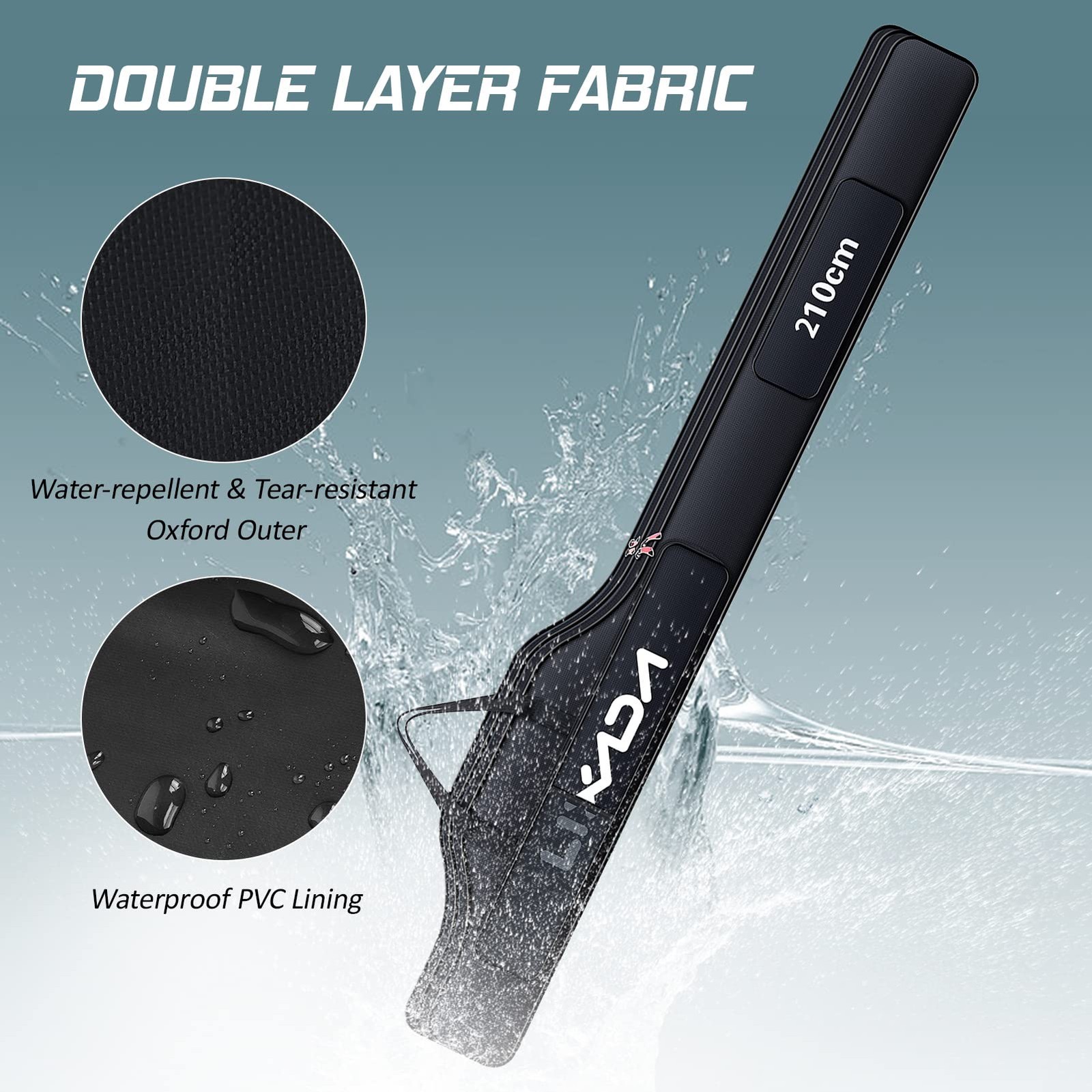 Lixada Fishing Rod Case Portable Folding Pole Reel Storage Bag Organizer