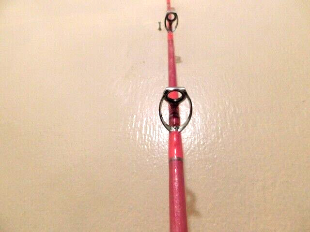 CUSTOM CONVENTIONAL BOAT ROD 7′ PINK PEARL MARBLE 20-40 LB TURBOS NEW
