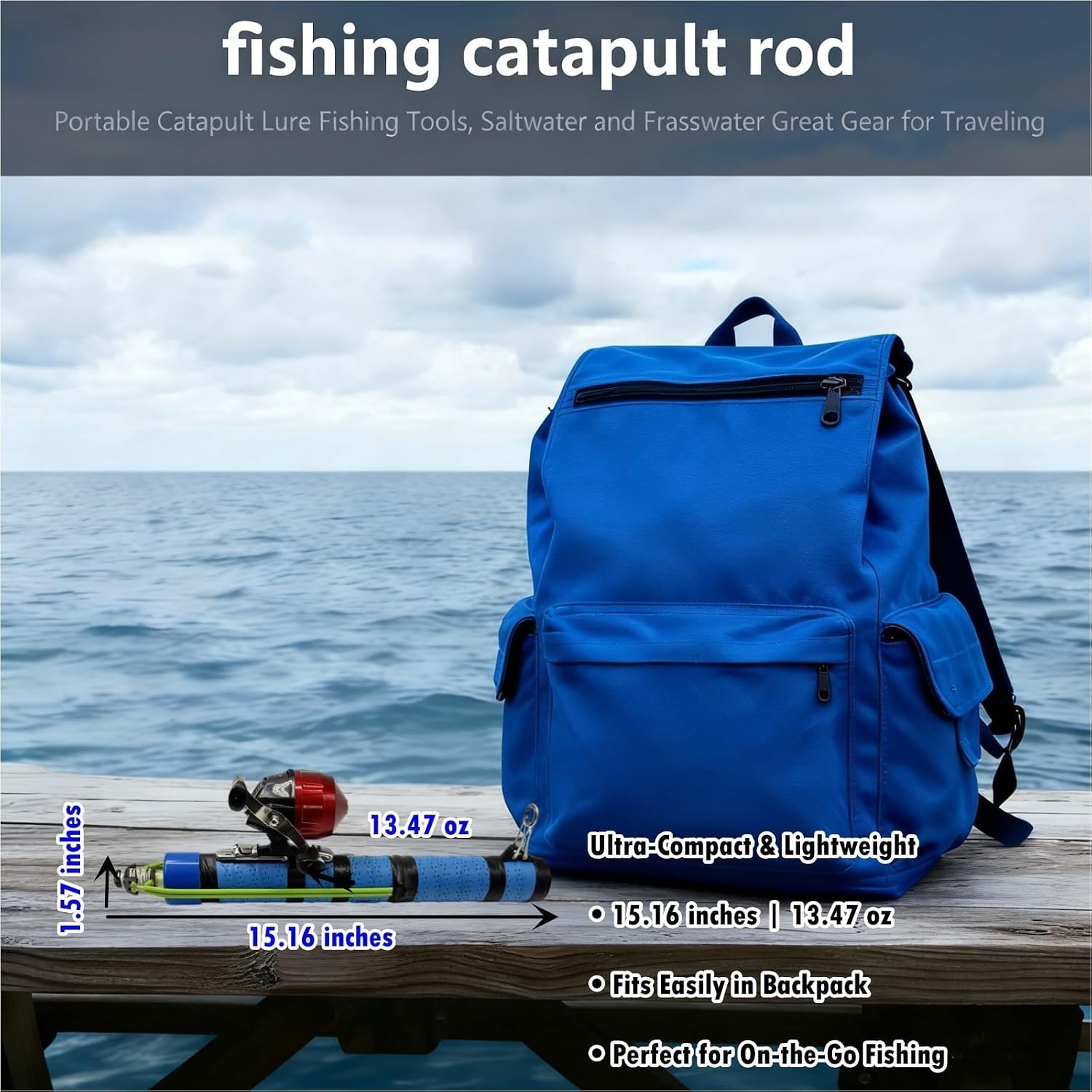 Versatile 15.2″ Fishing Rod: Family-Friendly Catapult for Freshwater & Saltwater