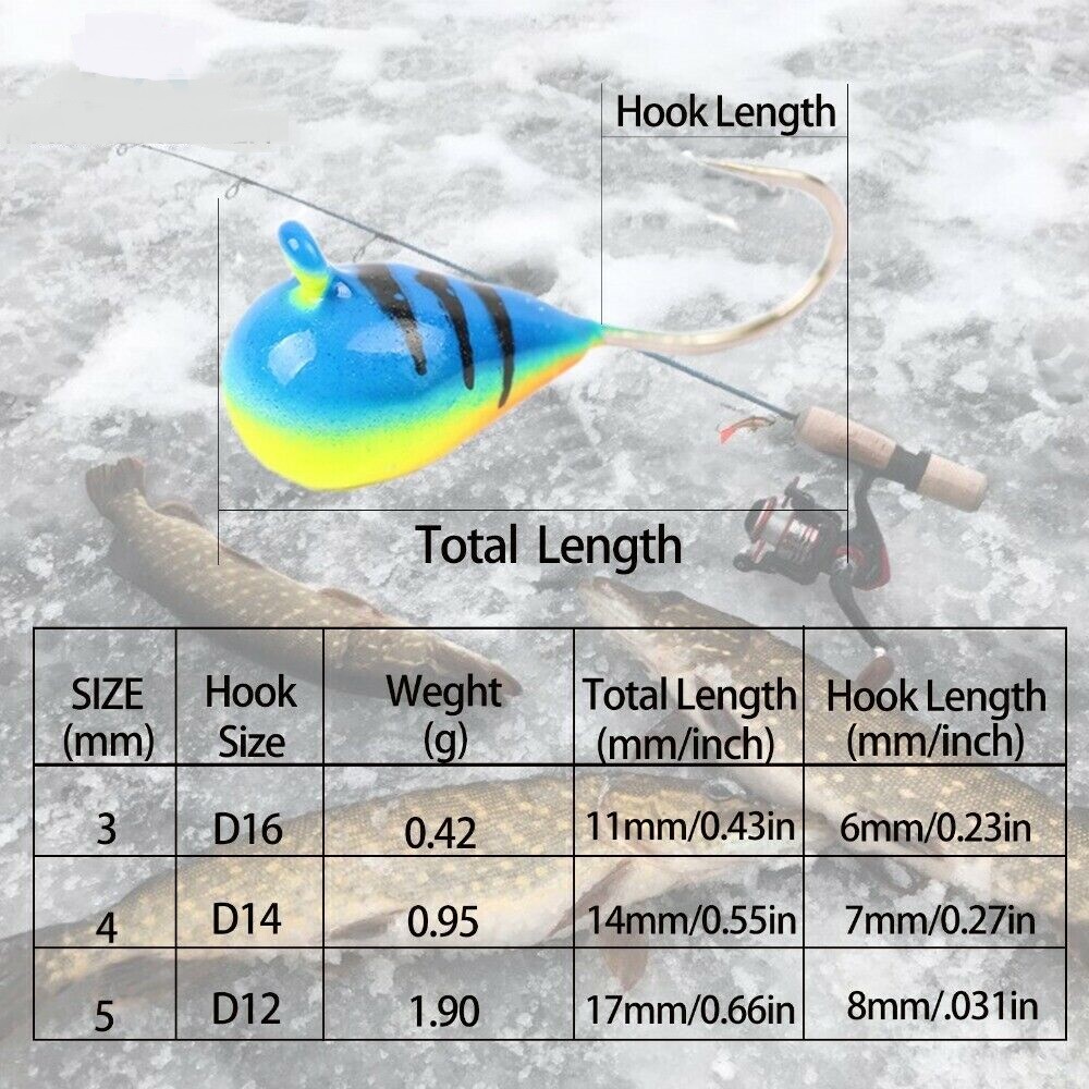 5pcs Ice Jig Japan Hook Winter Fishing Baits 12/14/16# Tungsten Ice Fishing Jig