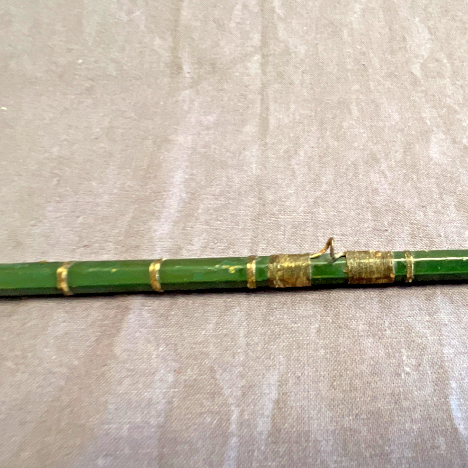 Green Fly Fishing Rod 9.5 ft 3pc Cork Handle Metal Ferrules Vintage