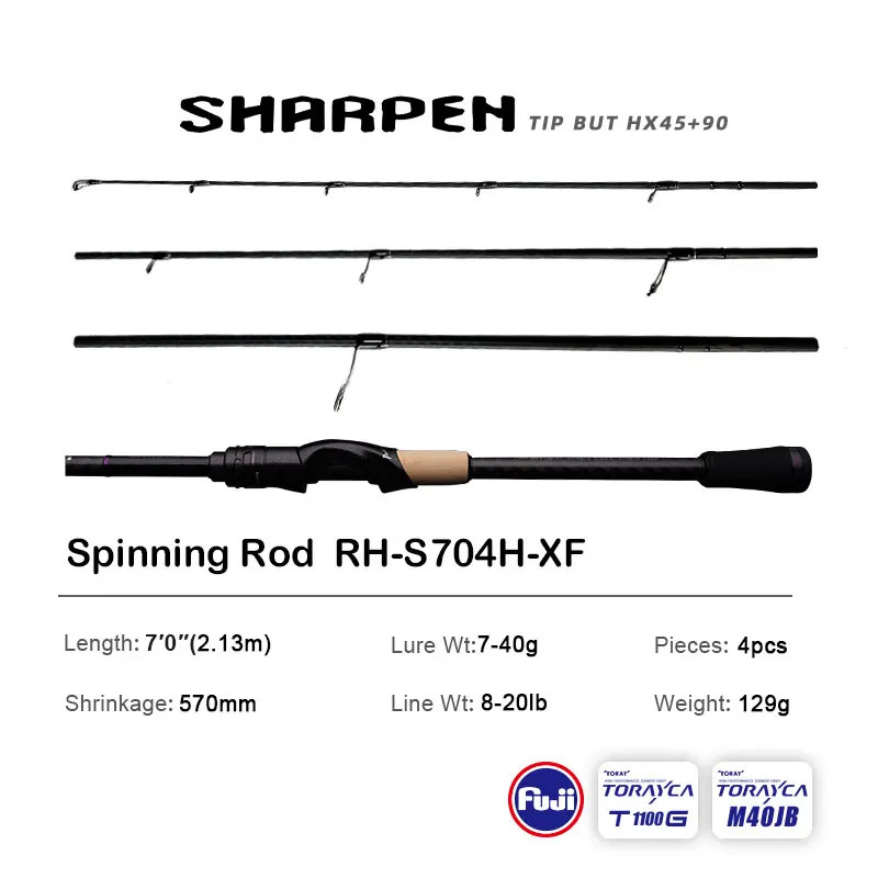 PURELURE SHARPEN Fishing Rod Carbon Spinning Casting FUJI Components Bass Pike