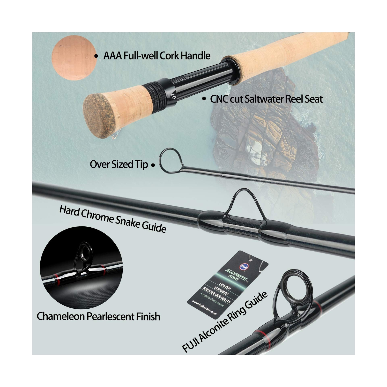 Maxcatch Saltwater Fly Fishing Rod 9ft 7/8/9/10/11/12wt Graphite IM10 Fast Ac…