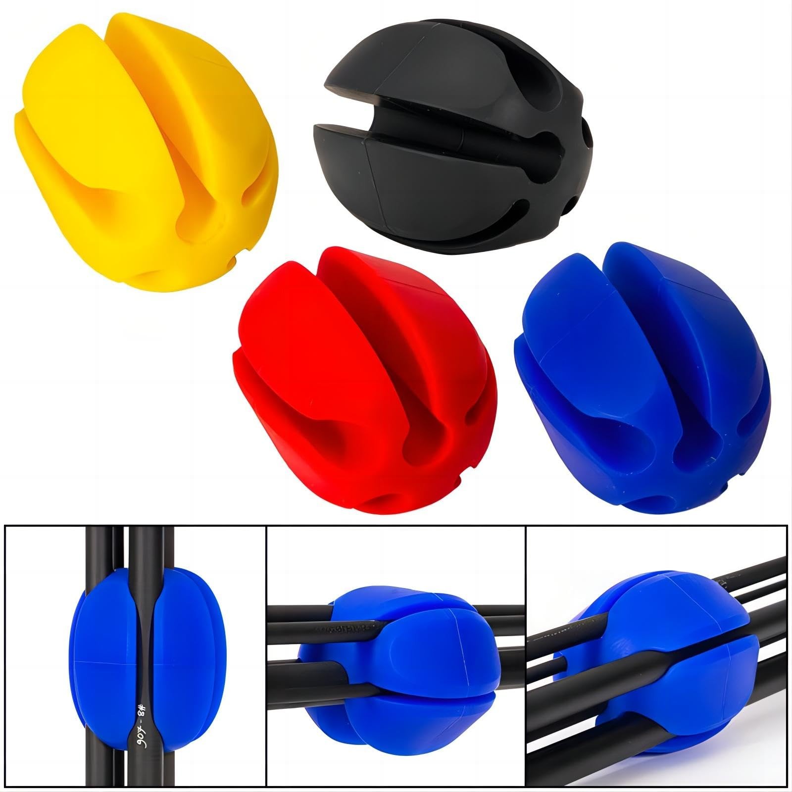 10Pcs Silicone Fishing Rod Holder Straps, 5 Hole Portable Medium, Black