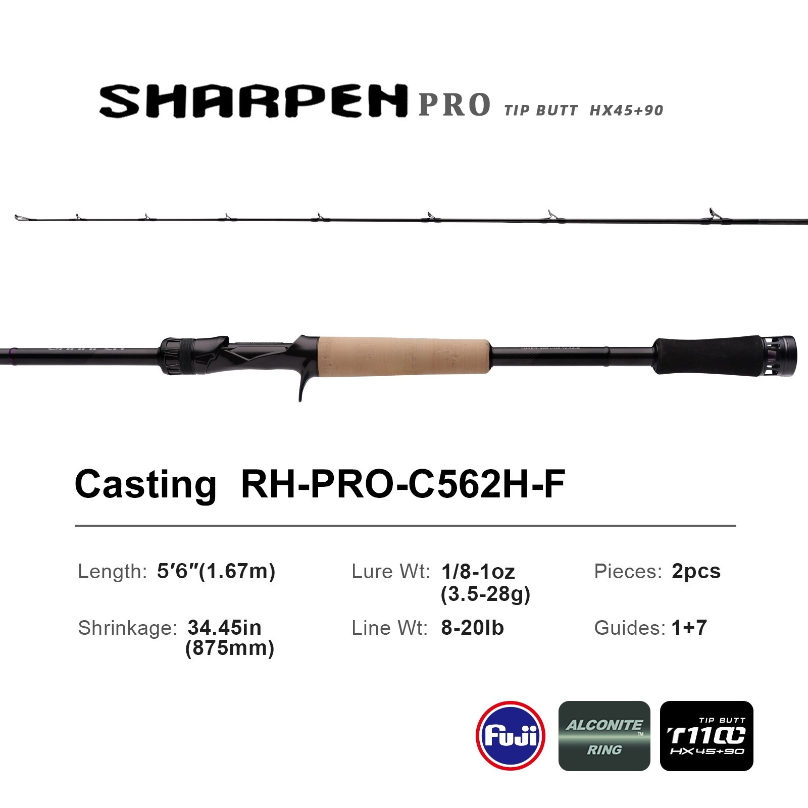 PURELURE SHARPEN PRO Versatile Fishing Rod Cast/Spin 2-Piece 5’6″-6’3″