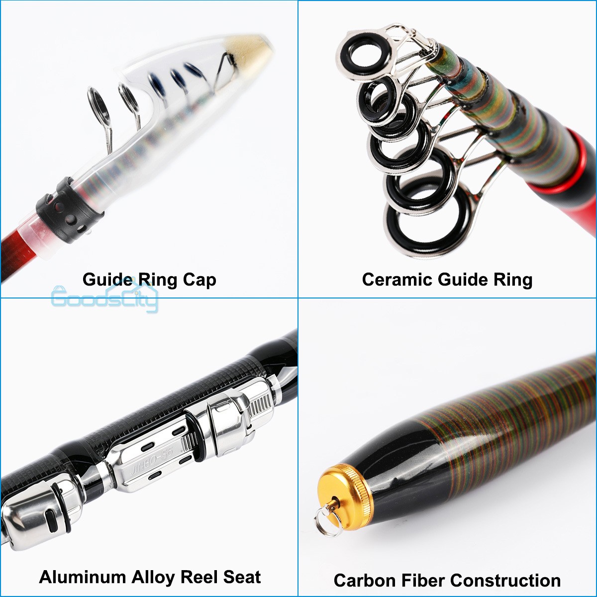 Carbon Fiber Telescopic Fishing Rod Sea Saltwater Portable Spinning Pole