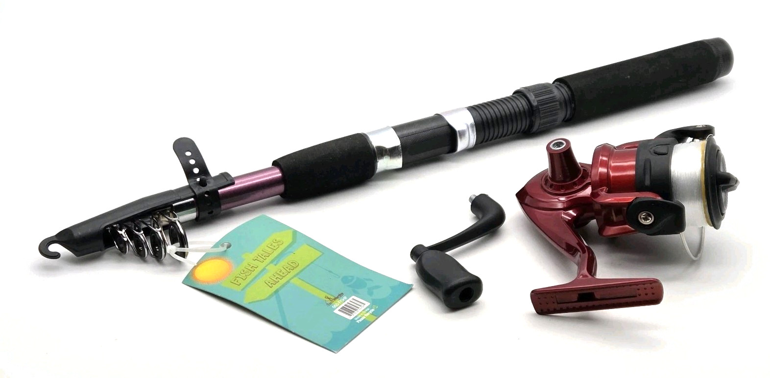 Trail Worthy Telescoping Fishing Rod & Reel Set Extends From 15″ to 6′ Red