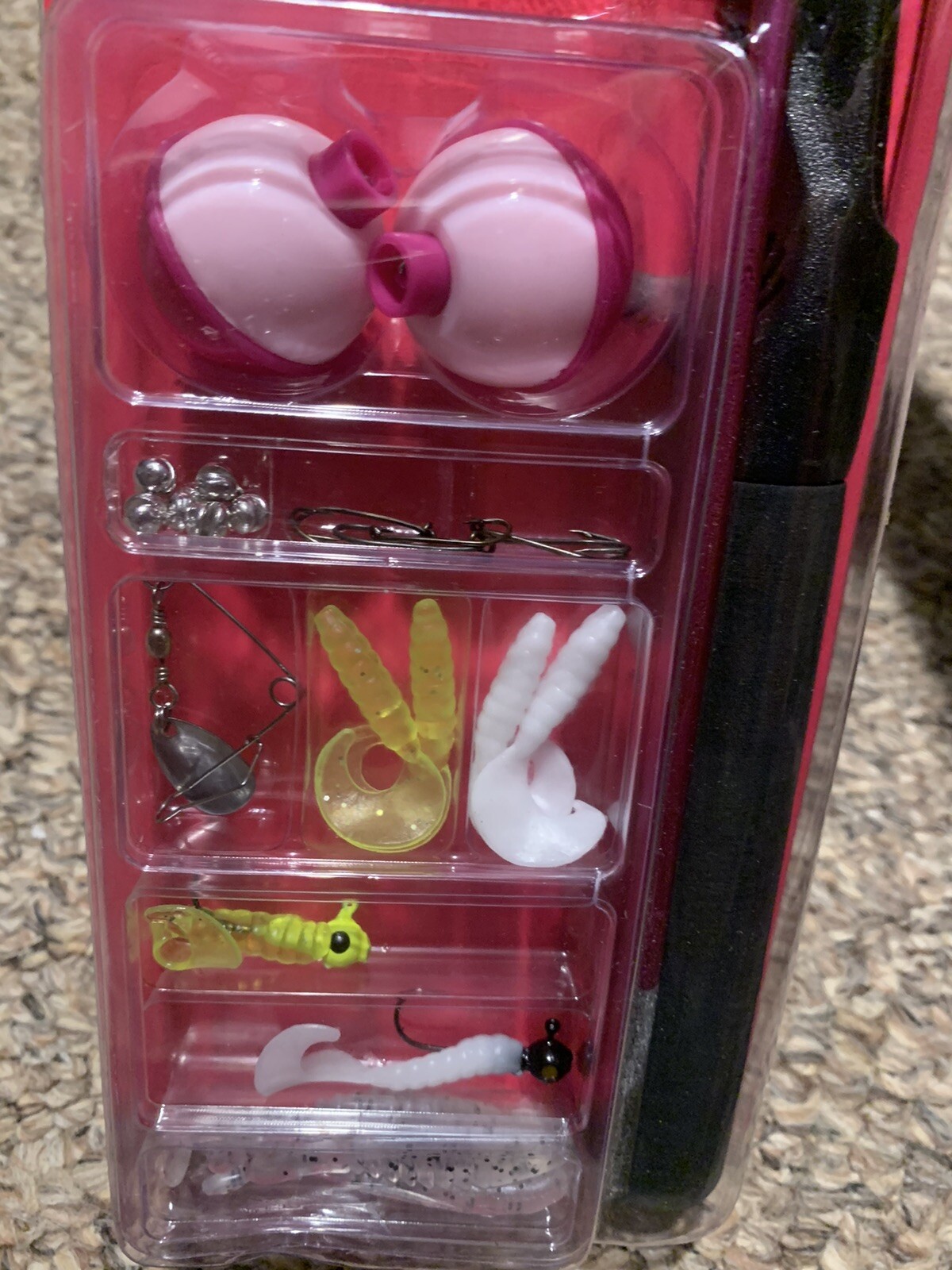 Zebco pink fishing pole set 202 with lures bobbers hooks girls pink pole NIB