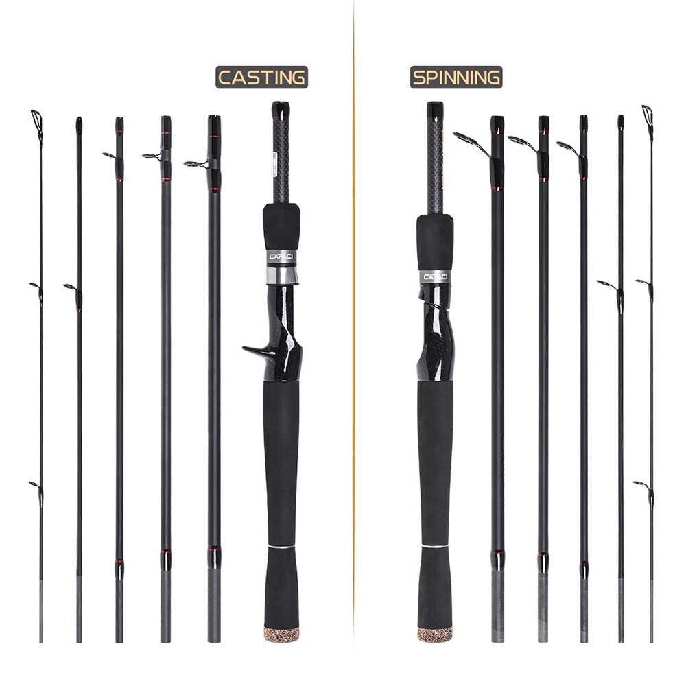 2.1m / 2.4m 6 Sections Carbon Casting Fishing Rod Lure Fishing Rod R1E7