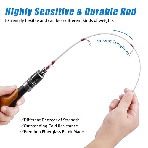 Lightweight Ice Fishing Gear Portable Spinning Rod 23″ Ice Fishing Rod