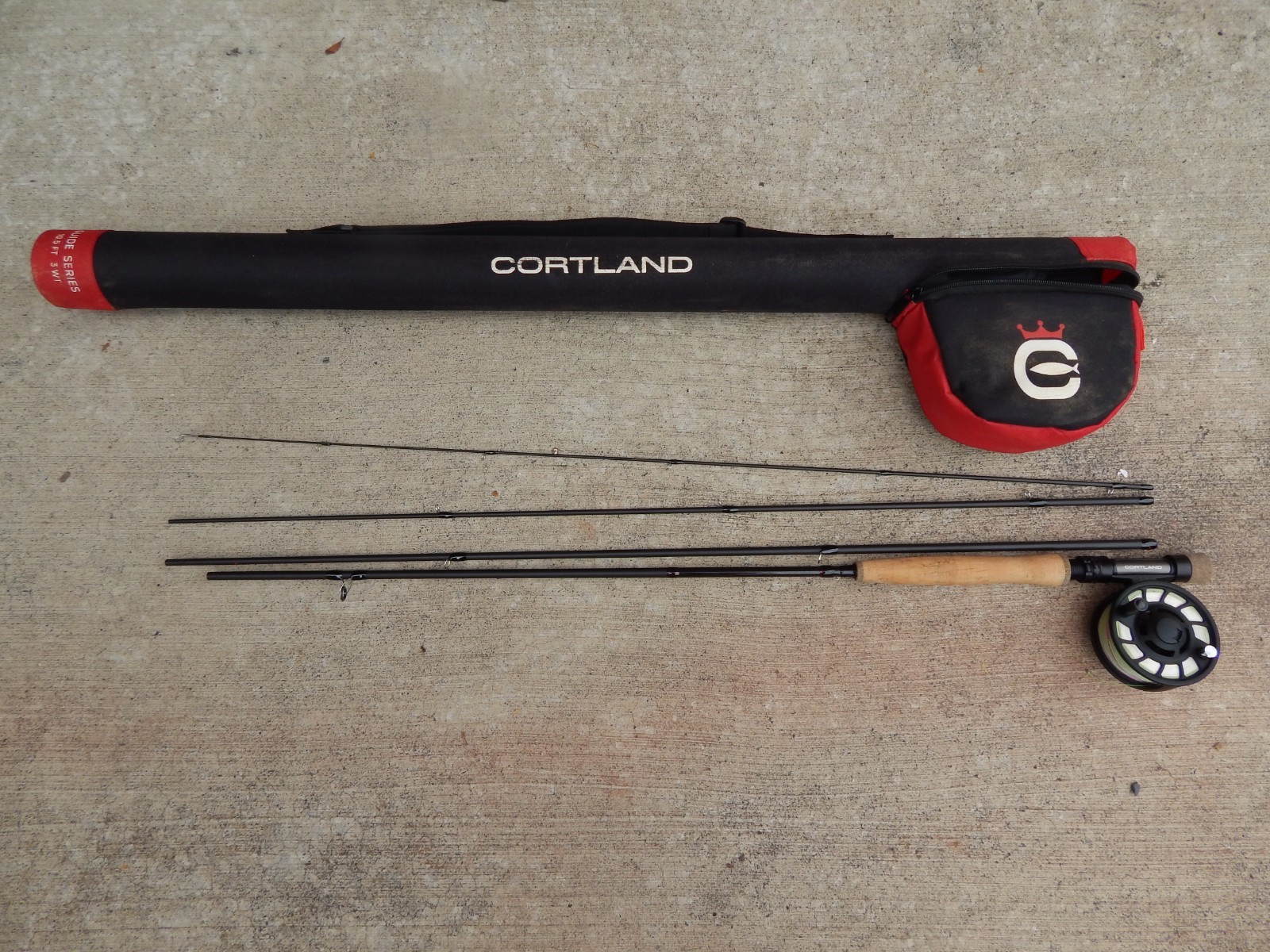 Cortland Guide Series 10.5ft 3wt Fly Rod & Fly Reel Combo w/ Case Black/Red
