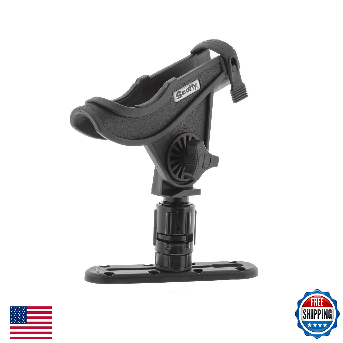 Scotty #282-BK Baitcaster Rod Holder w/ Gearhead & Track – Black