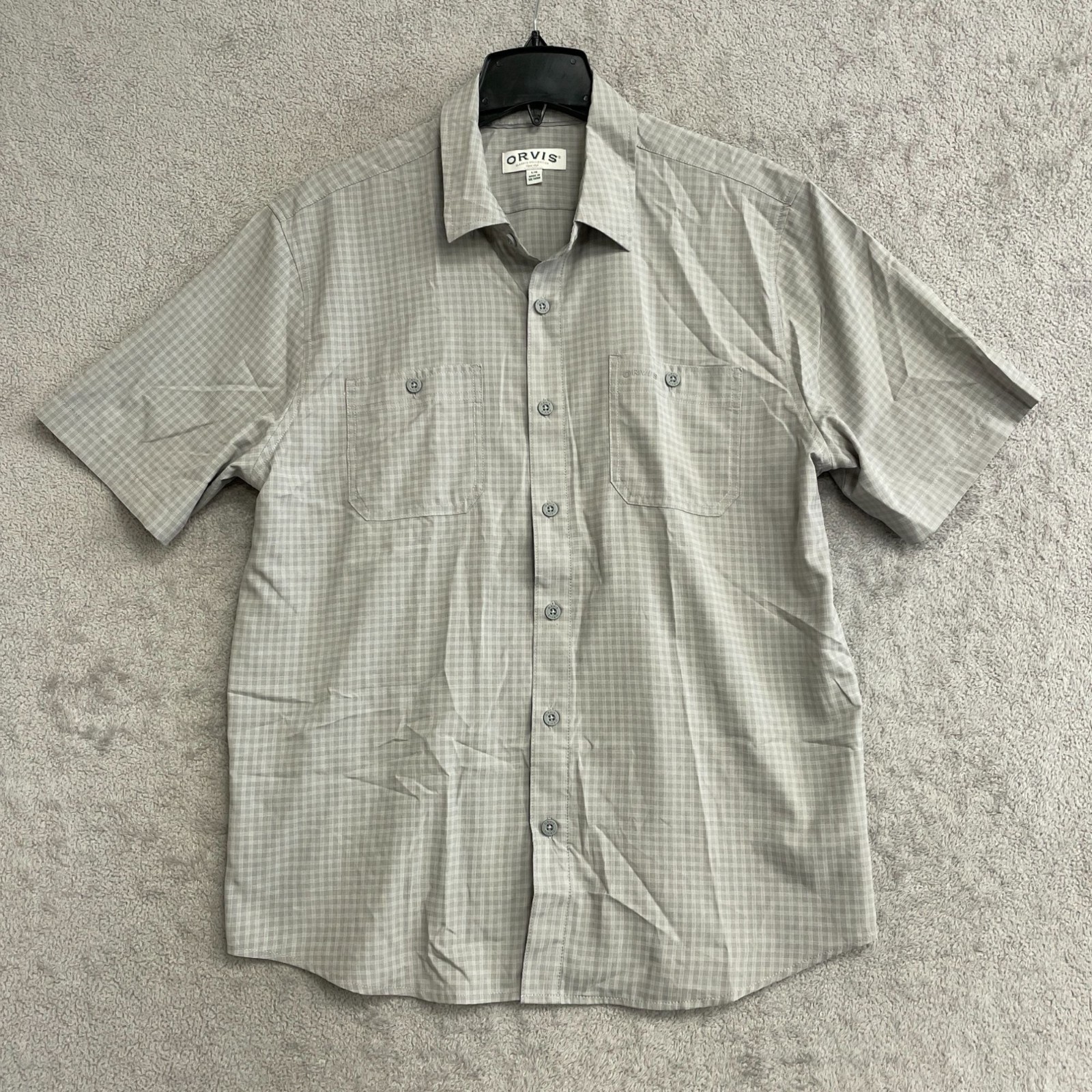 NWOT Orvis Men’s L Gray Short-Sleeve Button-Down Shirt Outdoor J2035