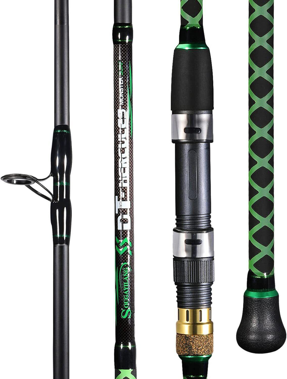 Saltwater Surf Spinning Fishing Rod Carbon Travel Beach 2-Pieces 9’/10’/11’/12′