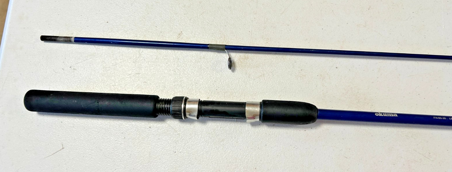 Vintage Purplish Blue Okuma Fin-Chaser Fishing Rod FN-60-30, 6′, 2 Piece