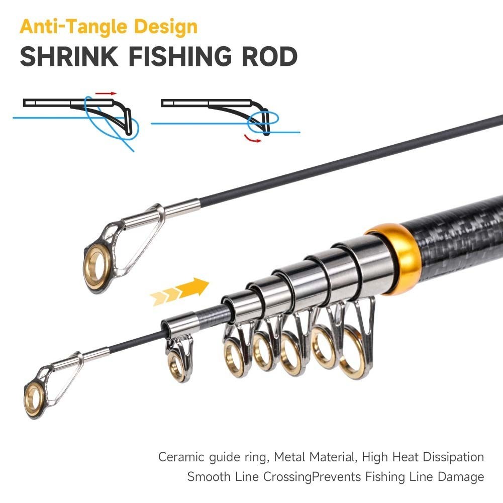 Black Gold Carbon Fiber Spinnings Fishing Rod Short Section with EVA Grip