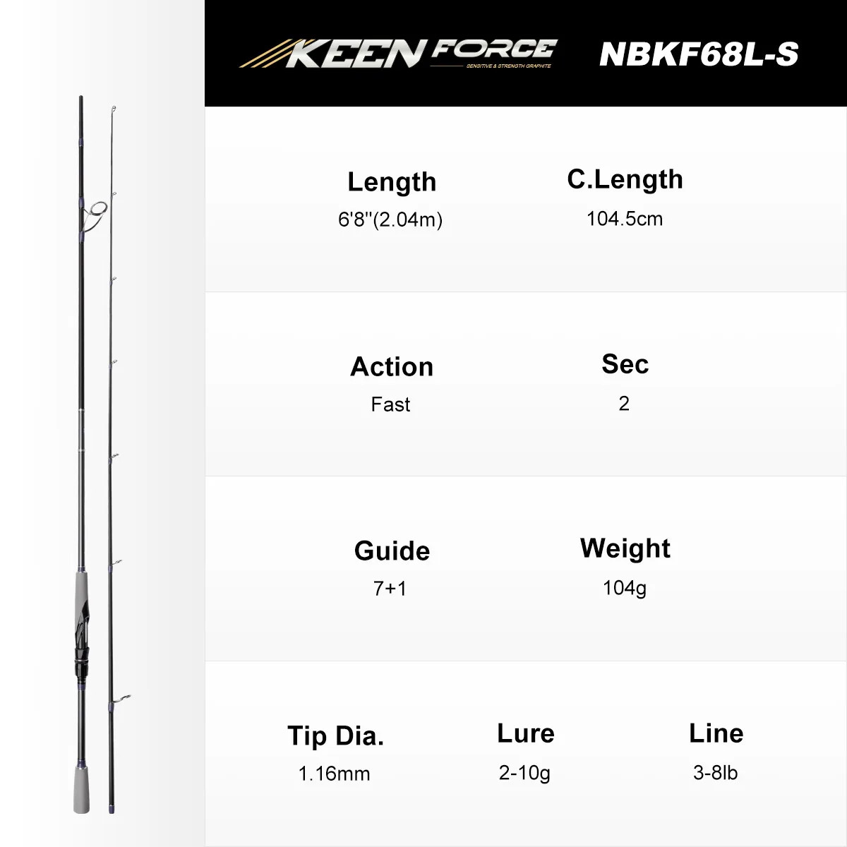 NOEBY Spinning Fishing Rod 6.7-9.5ft Carbon Multi-Purpose Lure Rod Eging