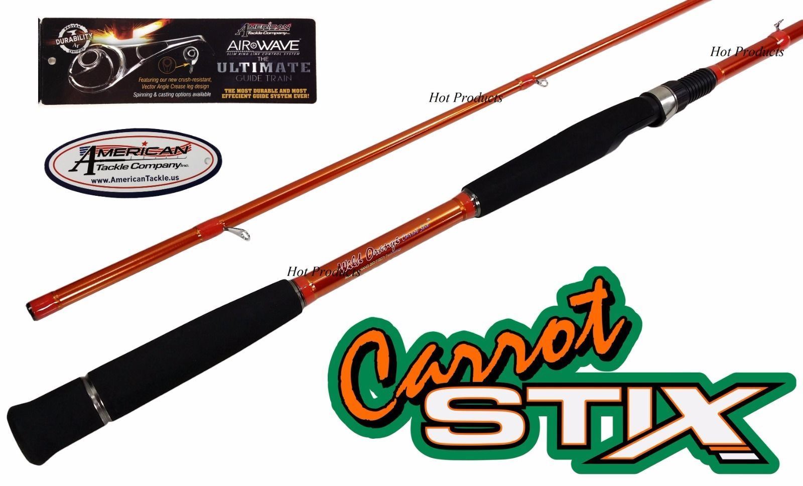 Carrot Stix SPINNING 10′ MEDIUM Wild Orange Salmon Steelhead Fishing Rod