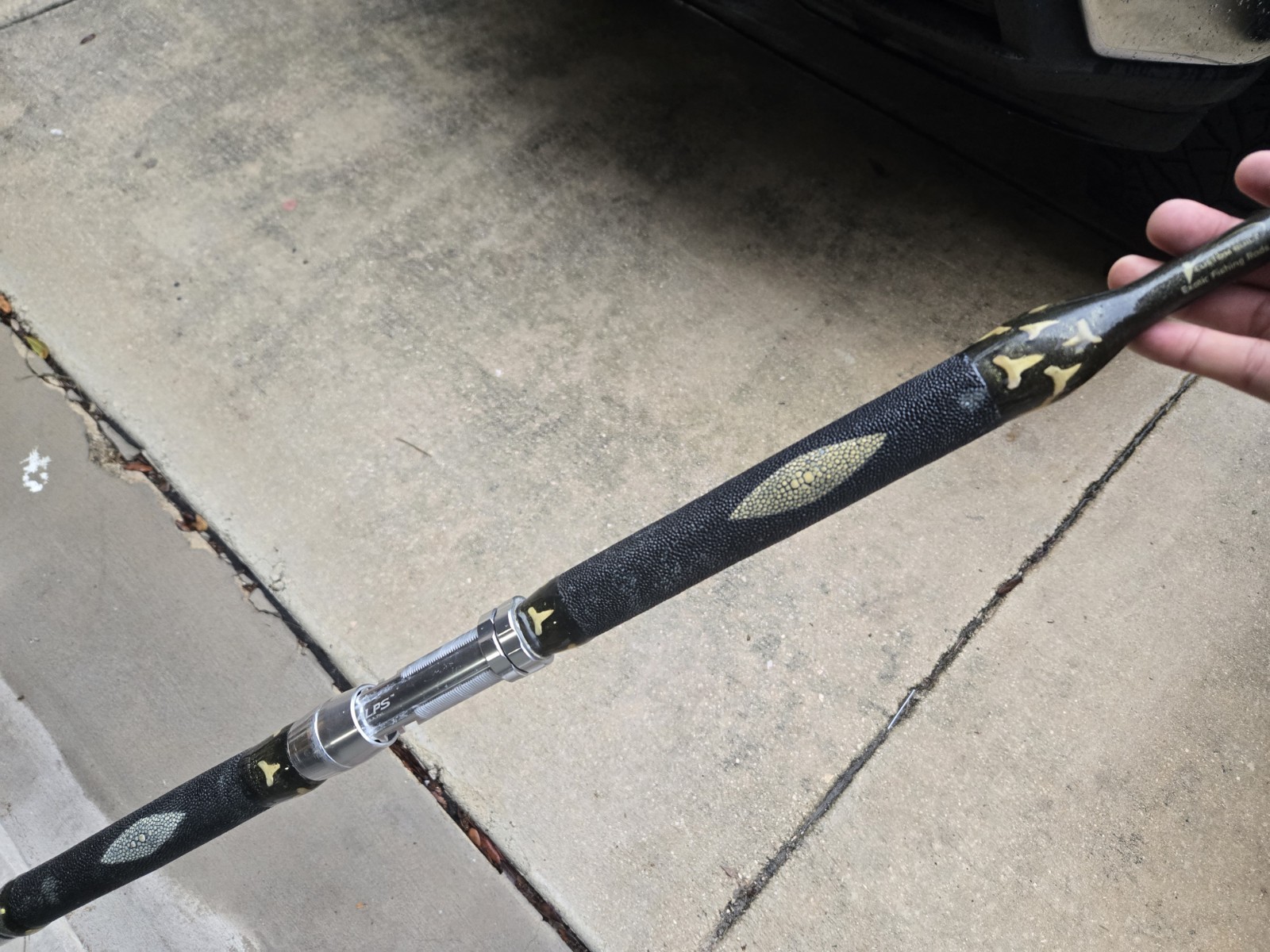 Custom Built Exotic Fishing Rod Shark Teeth Stingray Grip 6’3 Pole Big Game
