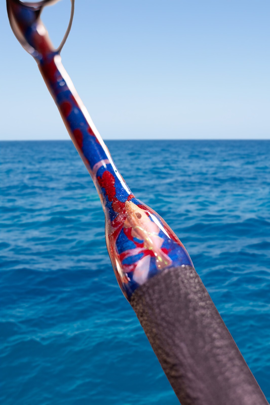 Custom Fishing Rod with Real Shark Skin Grips and Awesome Paint Job
