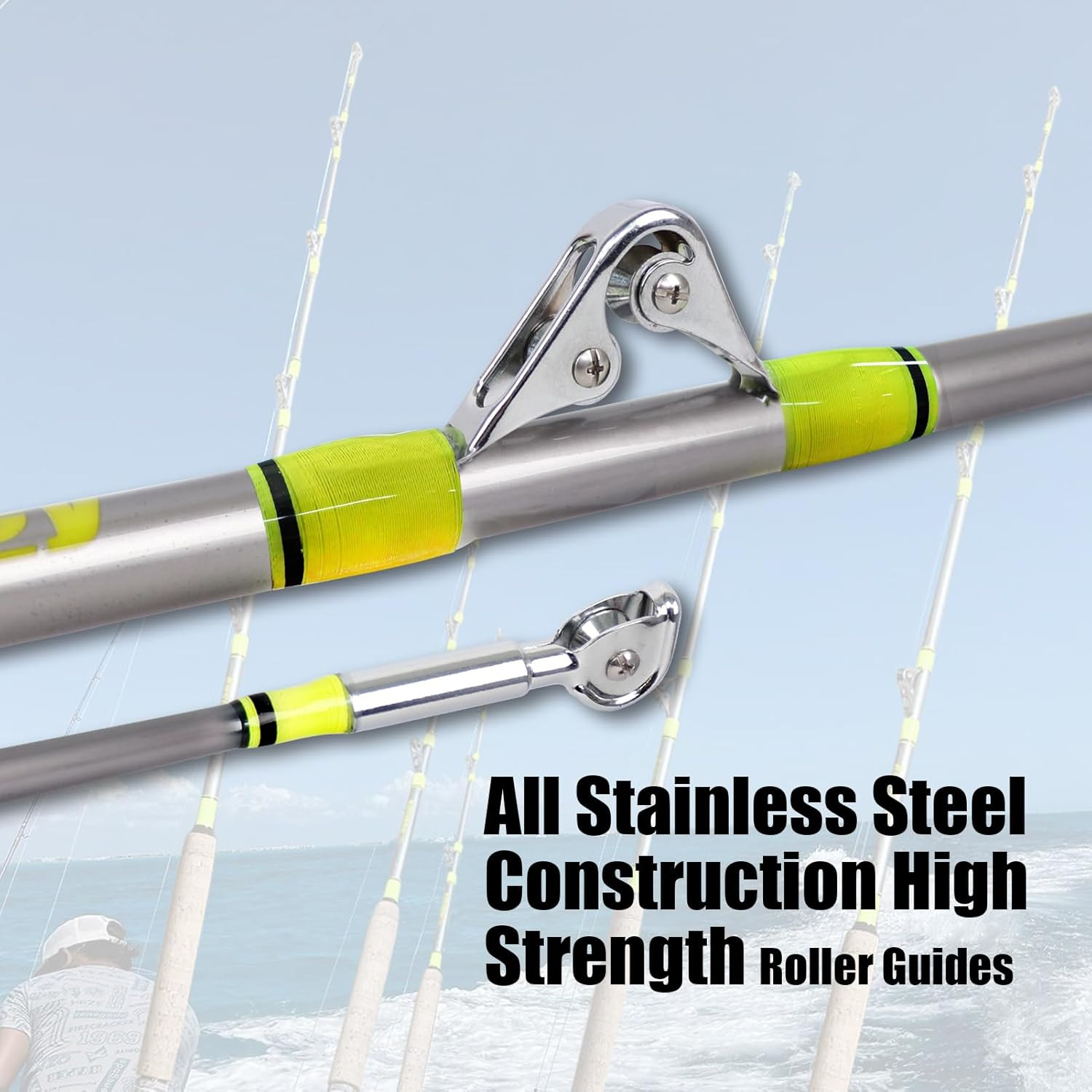 2-Piece Saltwater Offshore Trolling Rod Big Game Boat Fishing Pole 6′ 80-120lbs