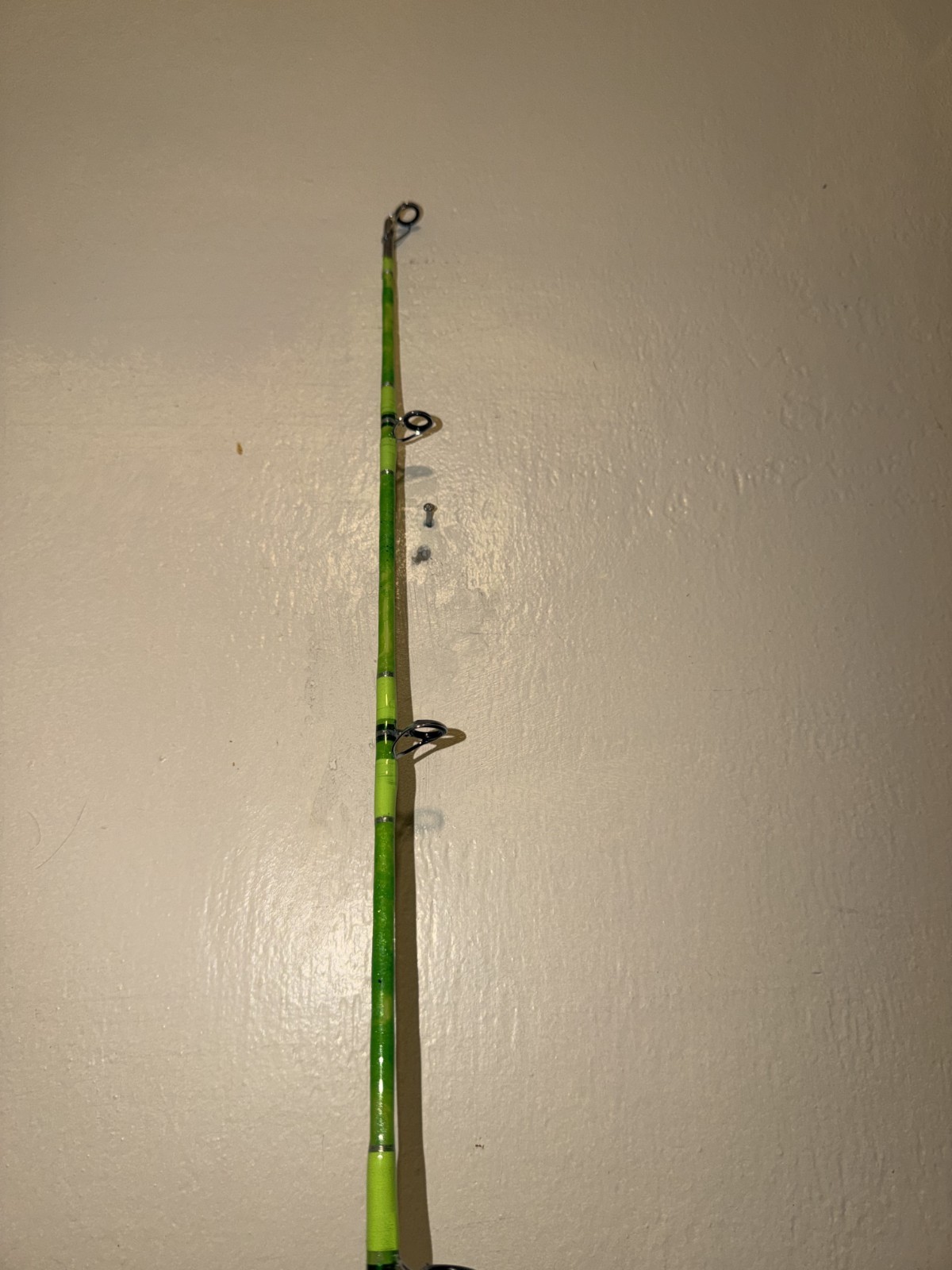 CUSTOM SPINNING ROD GREEN LIME SPARKLE MARBLE 20-40 LB 7′ NEW