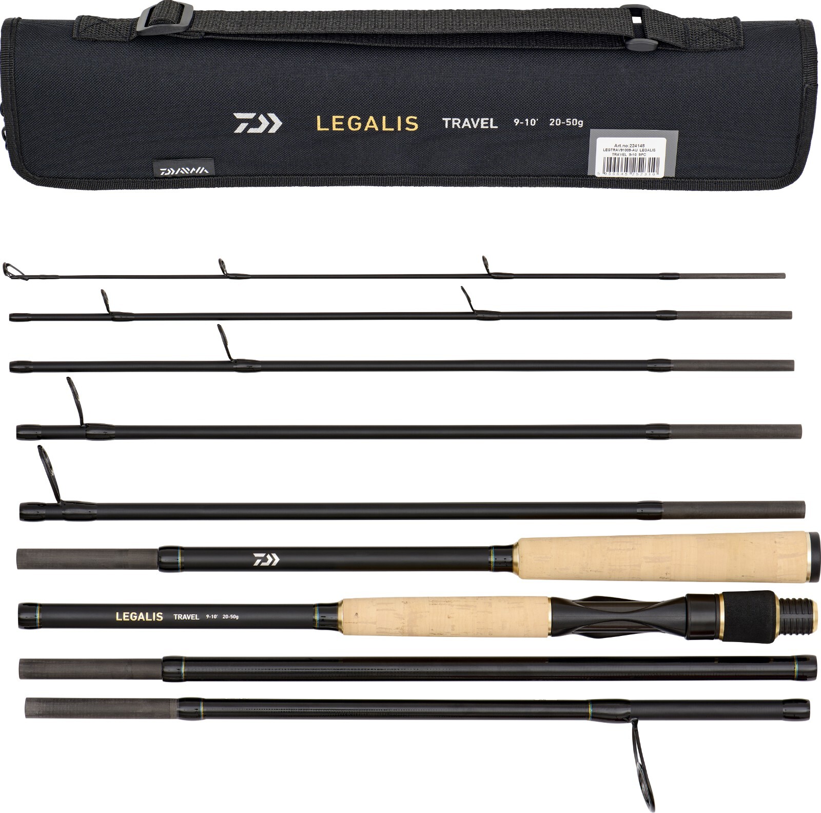 Daiwa Legalis Travel Spin 9ft and 10ft Rod 20-50 gram (9 Piece Travel Rod)
