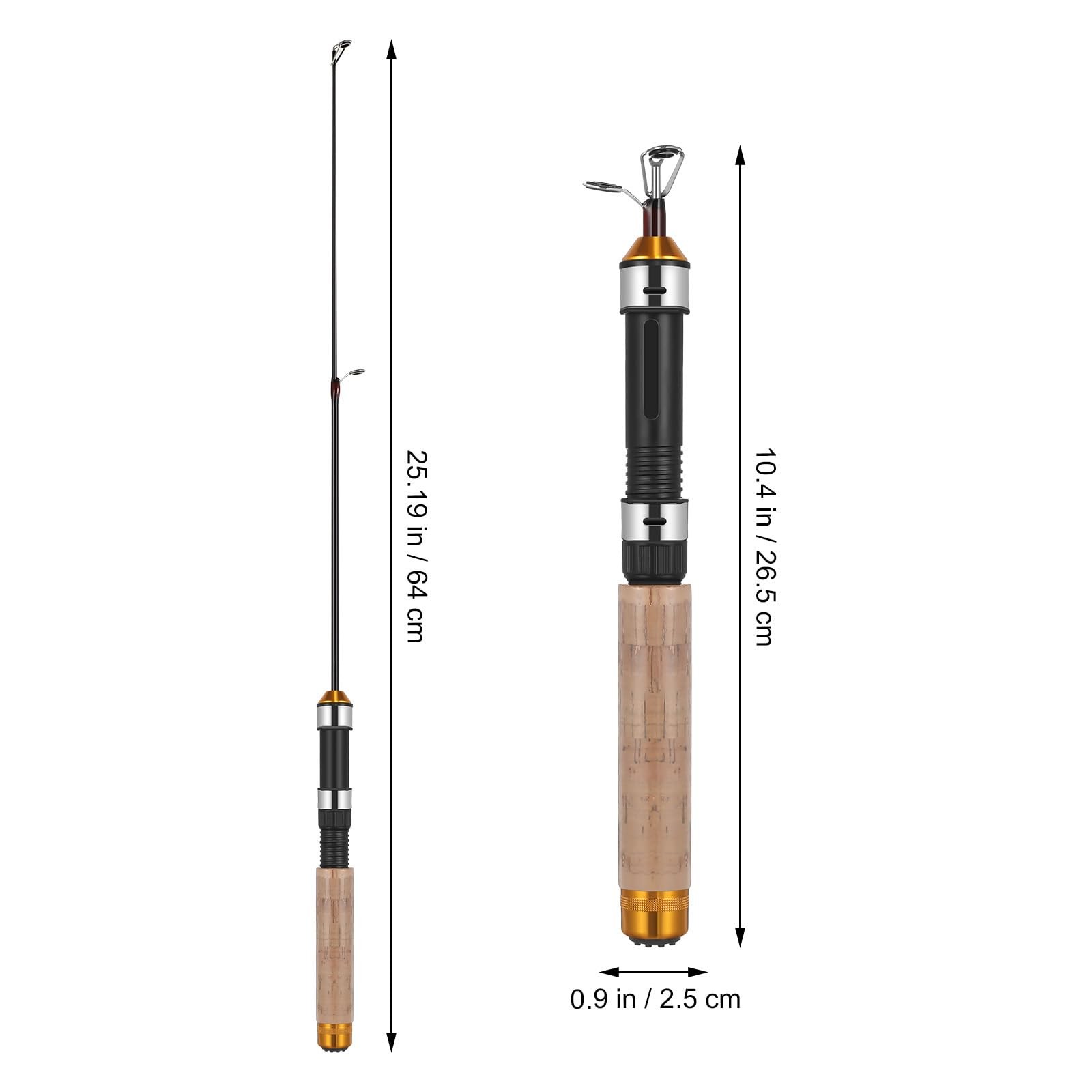 TOYANDONA Pocket Telescopic Fishing Rod, 25.6 Inch Carbon Mini Brown