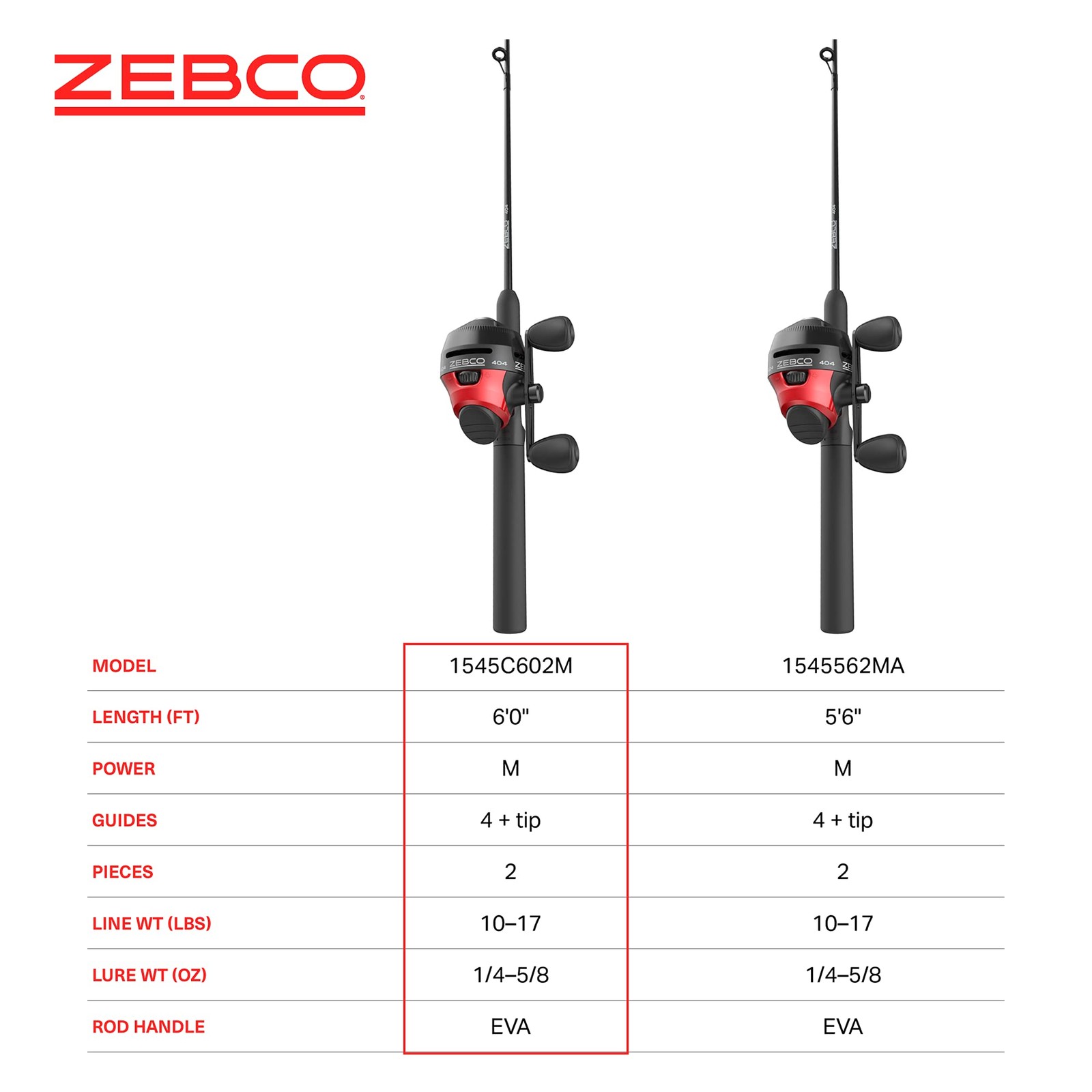 Zebco 404 Spincast Reel & Fishing Rod Combo, 6ft 2-Piece Pole