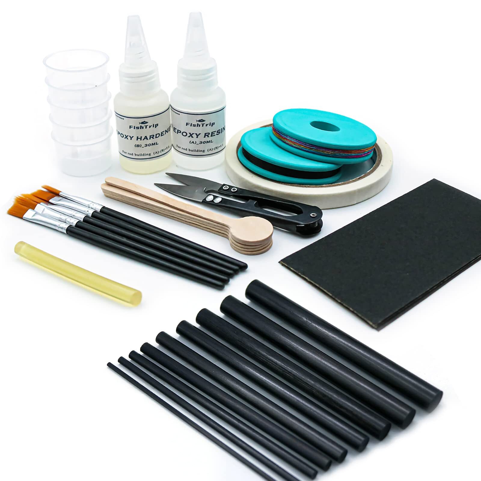 Fishing Rod Repair Kit Complete with Epoxy10pcs Carbon Fiber Sticks Pole Buil…
