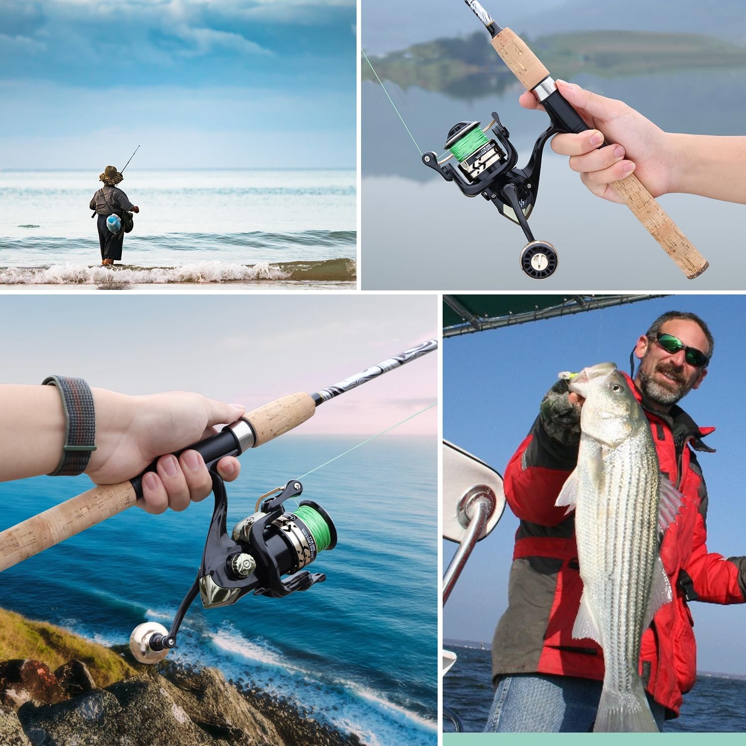 Fishing Rod Spinning Casting Carbon Fiberglass Composite Stainless Steel Guides