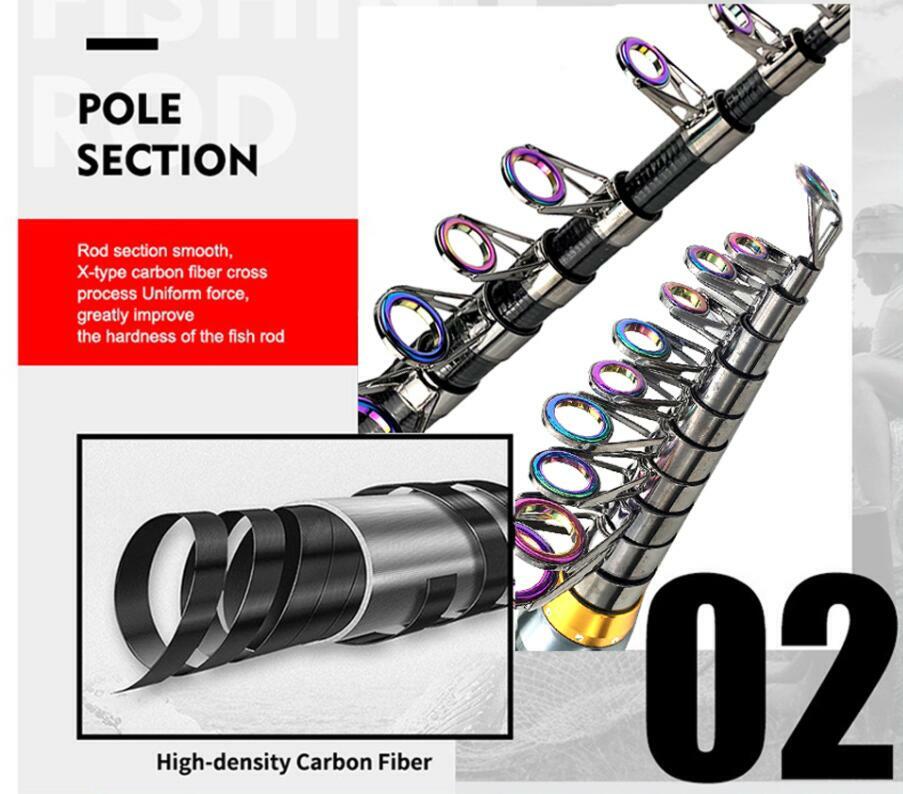 1.8M-3.6M Fishing Rods Telescopic Pole Saltwater Carp Carbon Fiber Spinning Rods
