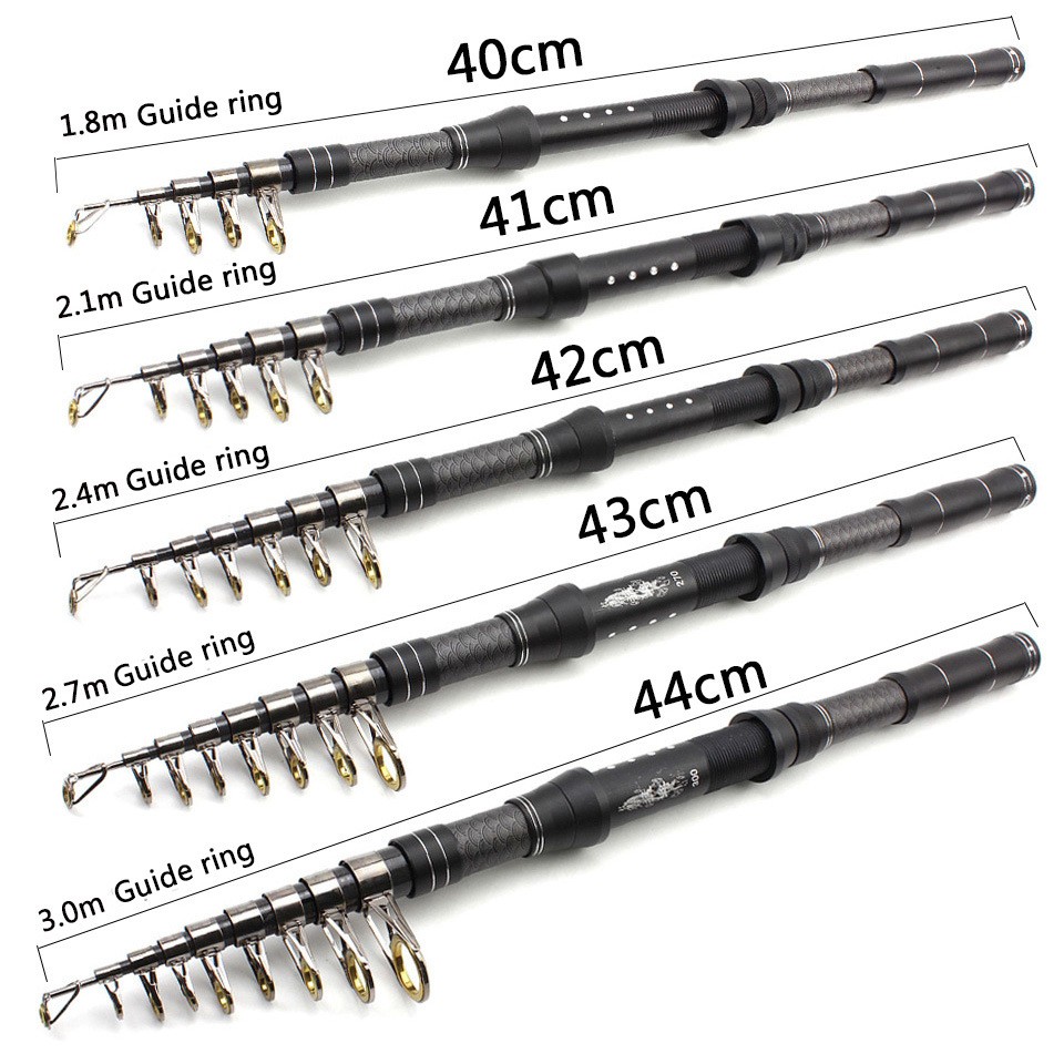 Lightweight Shrink Carbon Fiber Fishing Rod Portable 1.8m-3.0m Sea Pole